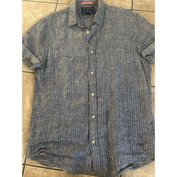 Scotch & Soda S Linen Printed Casual SS Shirt Regular Fit - Picture 1 of 7
